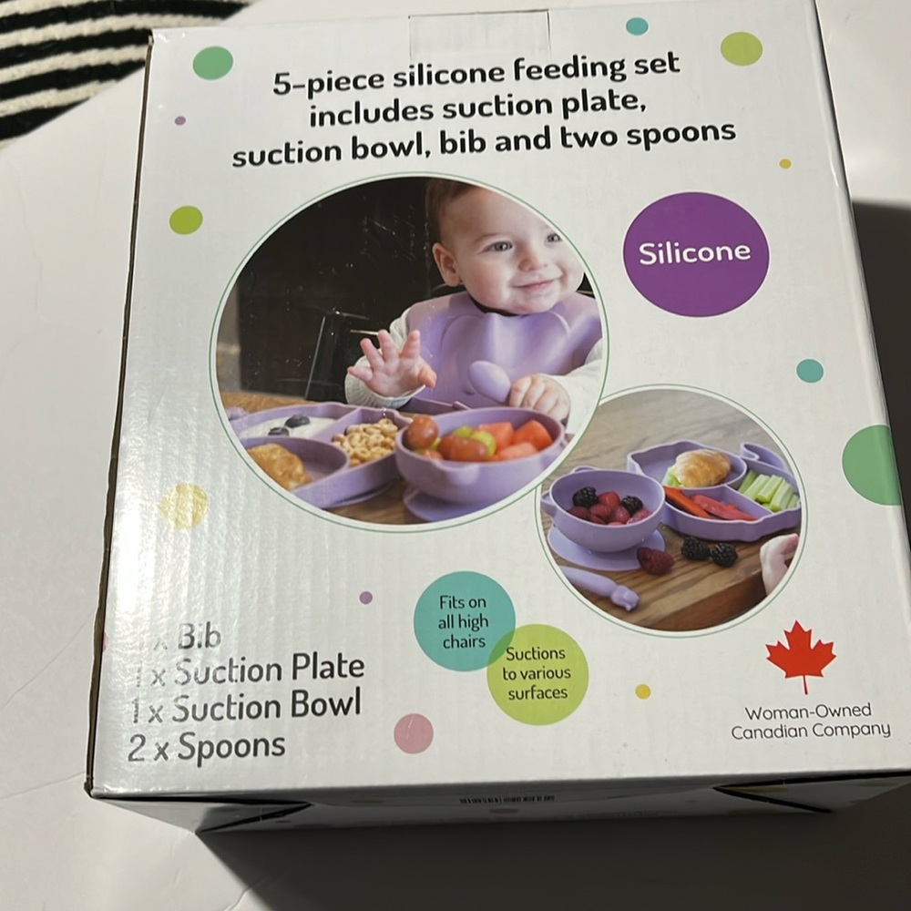 Melii 5 piece Silicone feeding set new